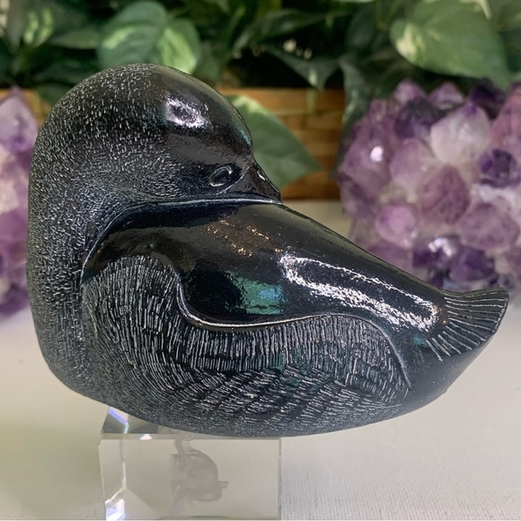 Aardik Collection Carved Black Soapstone Loon/Duck Bird Vintage 1972 Canada 4.25 - Picture 6 of 15